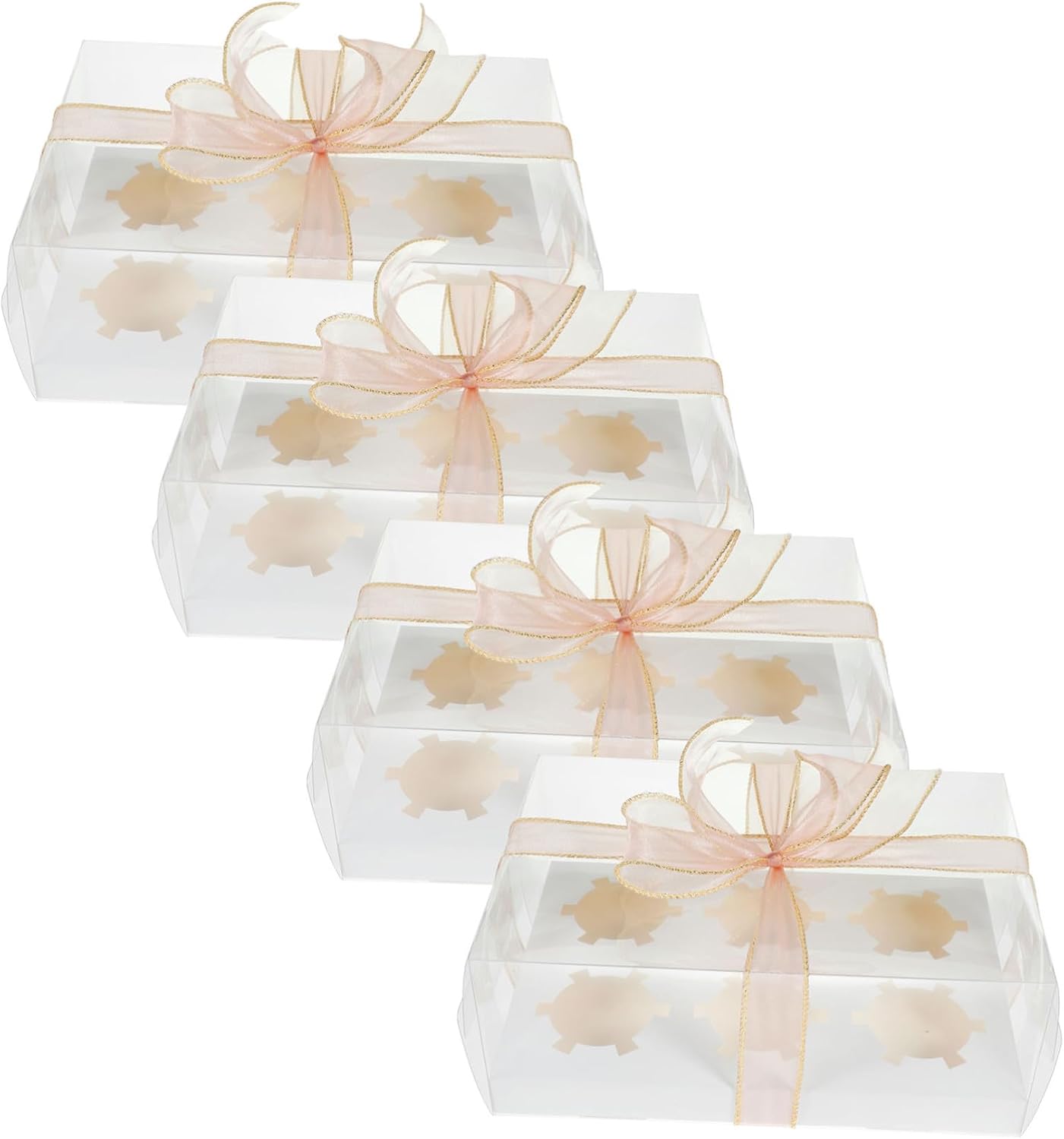 Cabilock 4pcs Cake Cups Cupcake Box Muffin Carrier Reusable Bakery Boxes Storage for Cupcakes Muffins Party Accessory