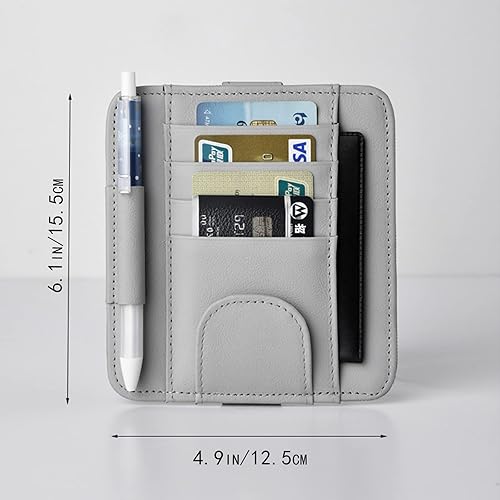 Miniatura 2 de Organizador gris para visera de automóvil pequeño con clip, soportes para lentes de sol para visera de automóvil de poliuretano, accesorios Negro x