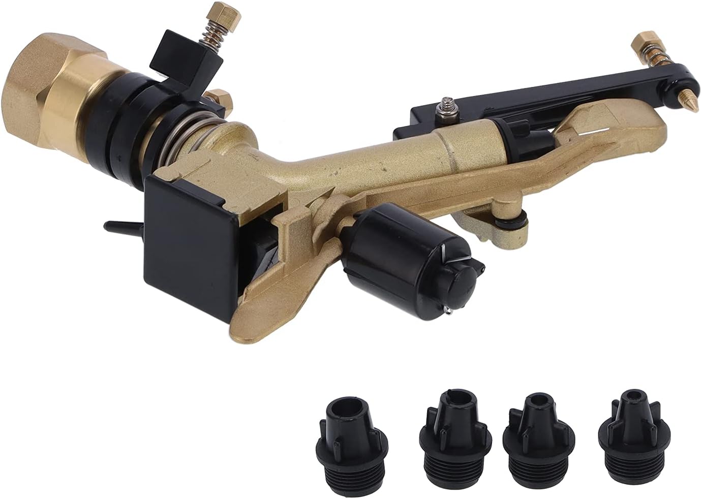 Rotating Sprinkler, DN25 Rocker Arm Adjustable Angle Watering Accessories Fence Post Driver Gas Hammer Drill T Attachment Heavy Duty Impact Garden Irrigation Tool Sprinklers for