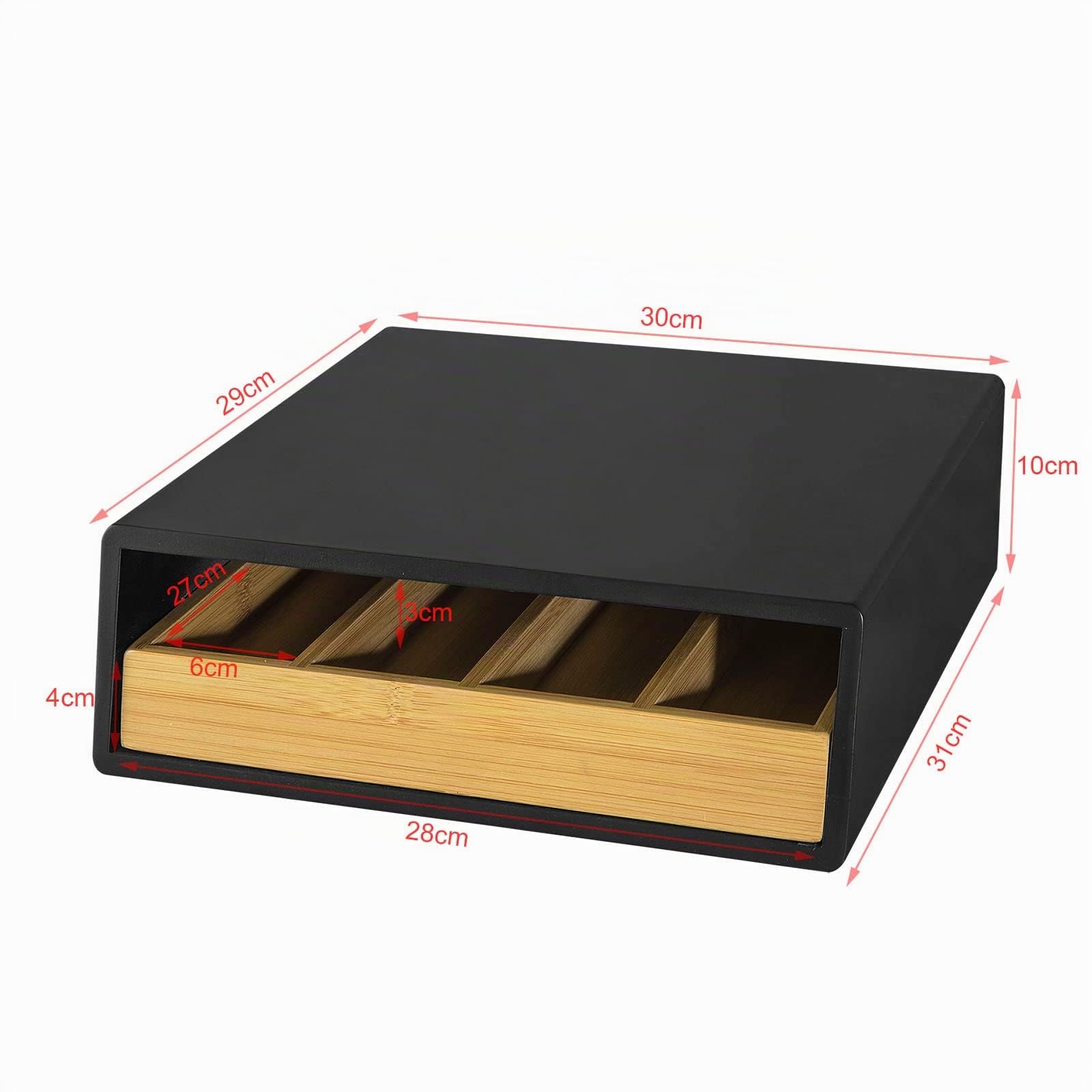SoBuy Portacápsulas con 4 Compartimentos, Cajón & antideslizante, 30×10×31cm