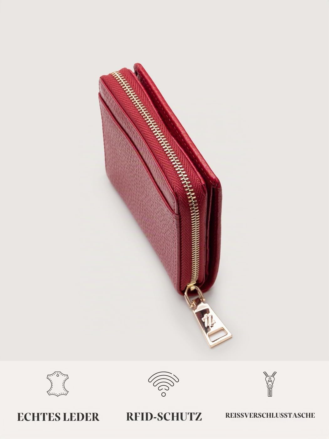 Lazarotti Bologna kompakte Leder Geldbörse Damen | mit Druckknopf, Reißverschlussfach, 6 Kartenfächer, RFID-Schutz | 10 x 10 x 2,5 cm