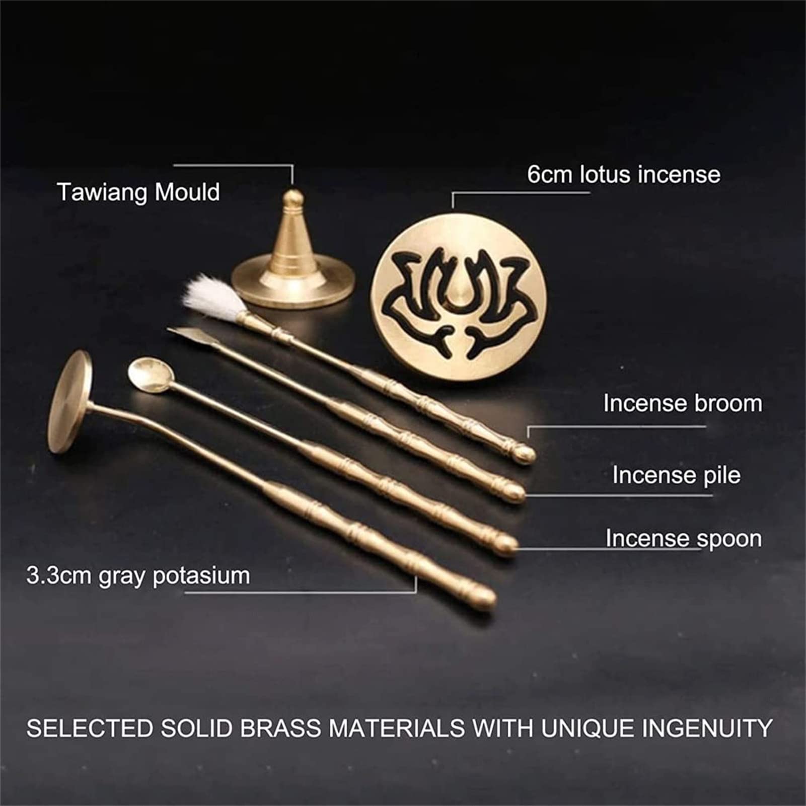 Kit de fabricación de incienso de latón con moldes de reflujo y herramientas para fragancia y meditación en el hogar