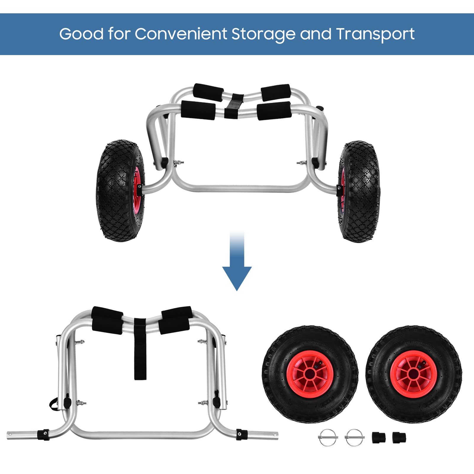 Ejoyous Bootswagen Kajak Kajakwagen Kanuwagen Kanu Wasserwandern faltbar Aluminiumlegierung Kajak Transportwagen Dolly Bootsträger Trolley Cart Transport