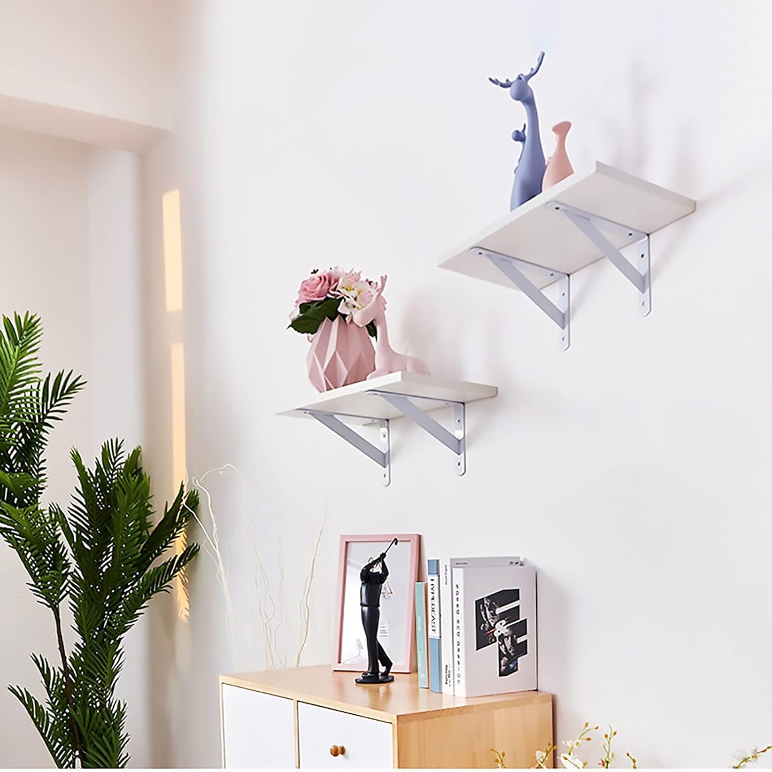 l shape brackets, Heavy Duty Shelf Brackets, Triangle Shelf L Brackets Shelving Bracket Right Angle Bracket,for DIY Decoration Home Bookshelf CDs Photo Frame,with Screw,1 Pair(Color:Black,Size:500mm/2