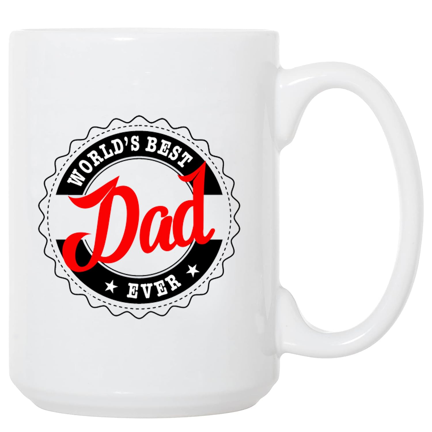 World Best Dad Funny Coffee Mug, Dad Christmas Gift Fathers Day Gift for Dad, New Dad, Grandpa, Father in Law, Husband, Novelty White Ceramic Mug Drinking Cup 15 Oz