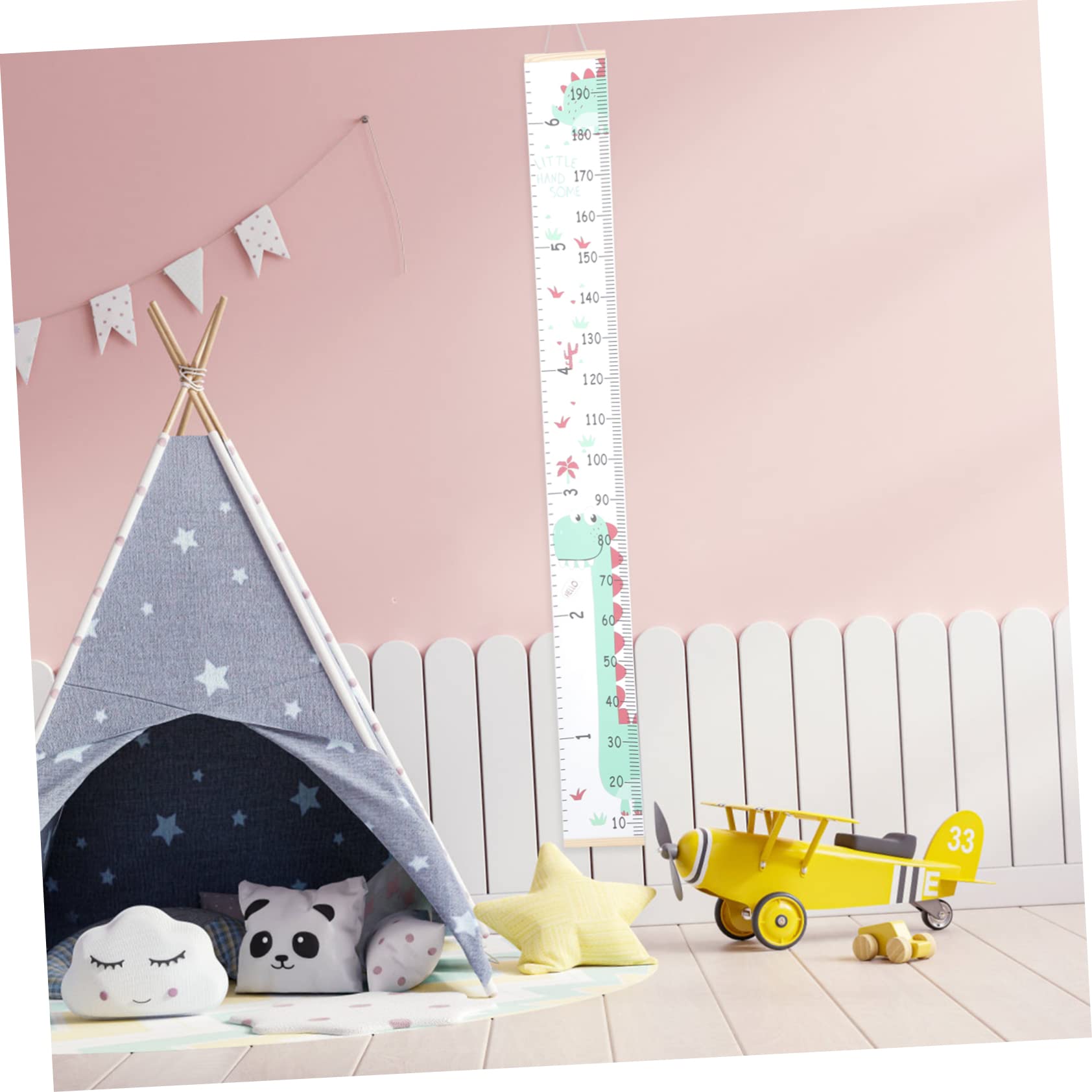 HEMOTON Wood Canvas Boys and Girls Height Chart Growth Record Wall Decor Wall Art