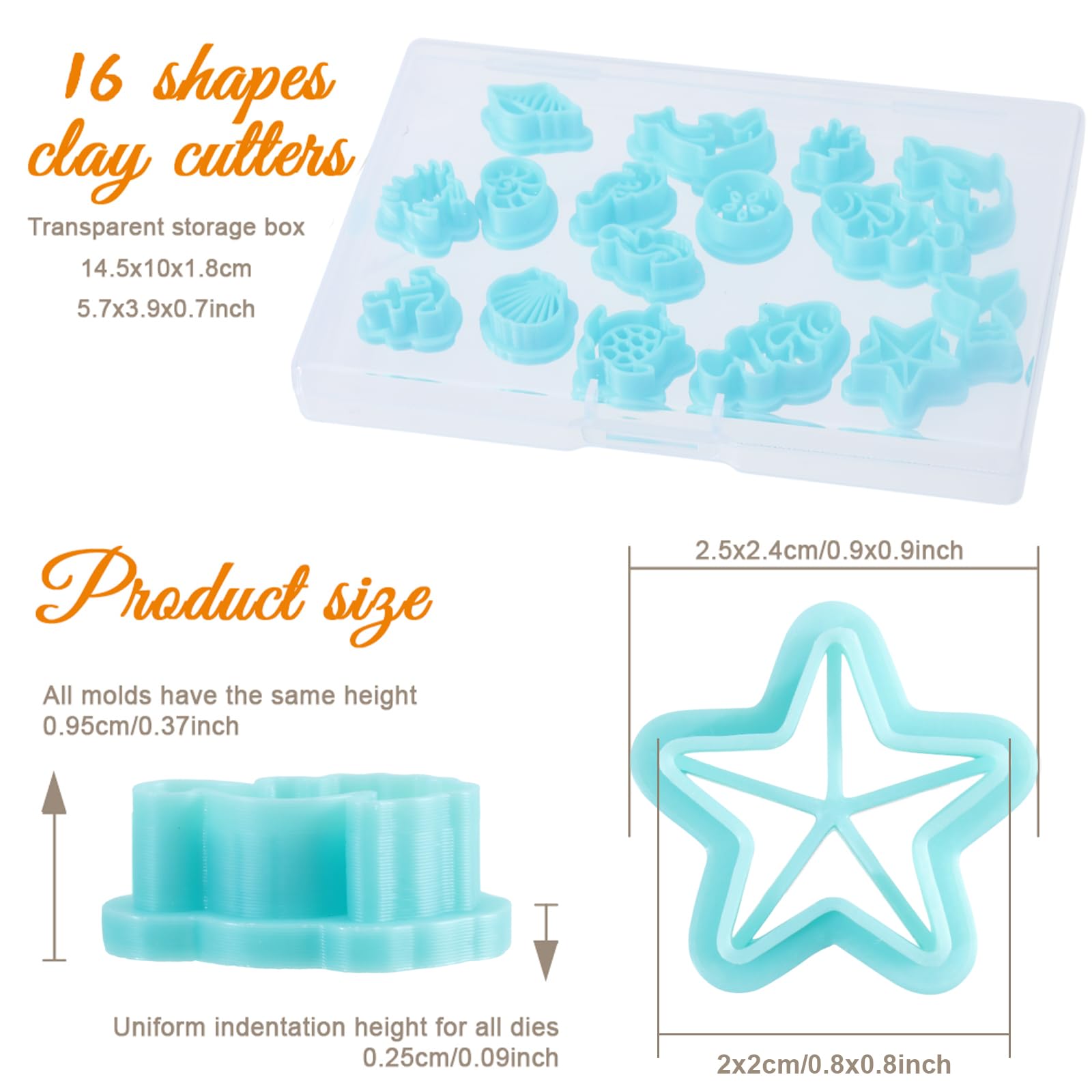 ORIGACH 16 Pcs Ocean Animal Clay Cutters - Image 2