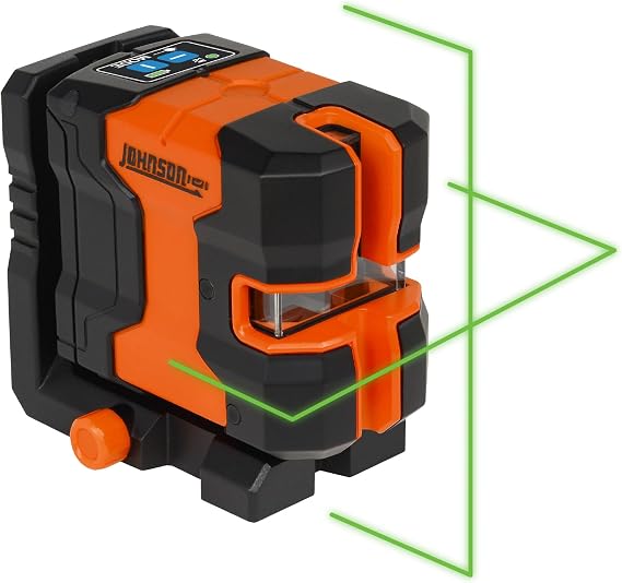 Johnson Level & Tool JLN300-GNCL Laser Level, Self-Leveling Cross-Line Laser with GreenBrite Technology, Magnetic Base, Hard-shell Carry Case, Lithium Ion Battery, Magnetic