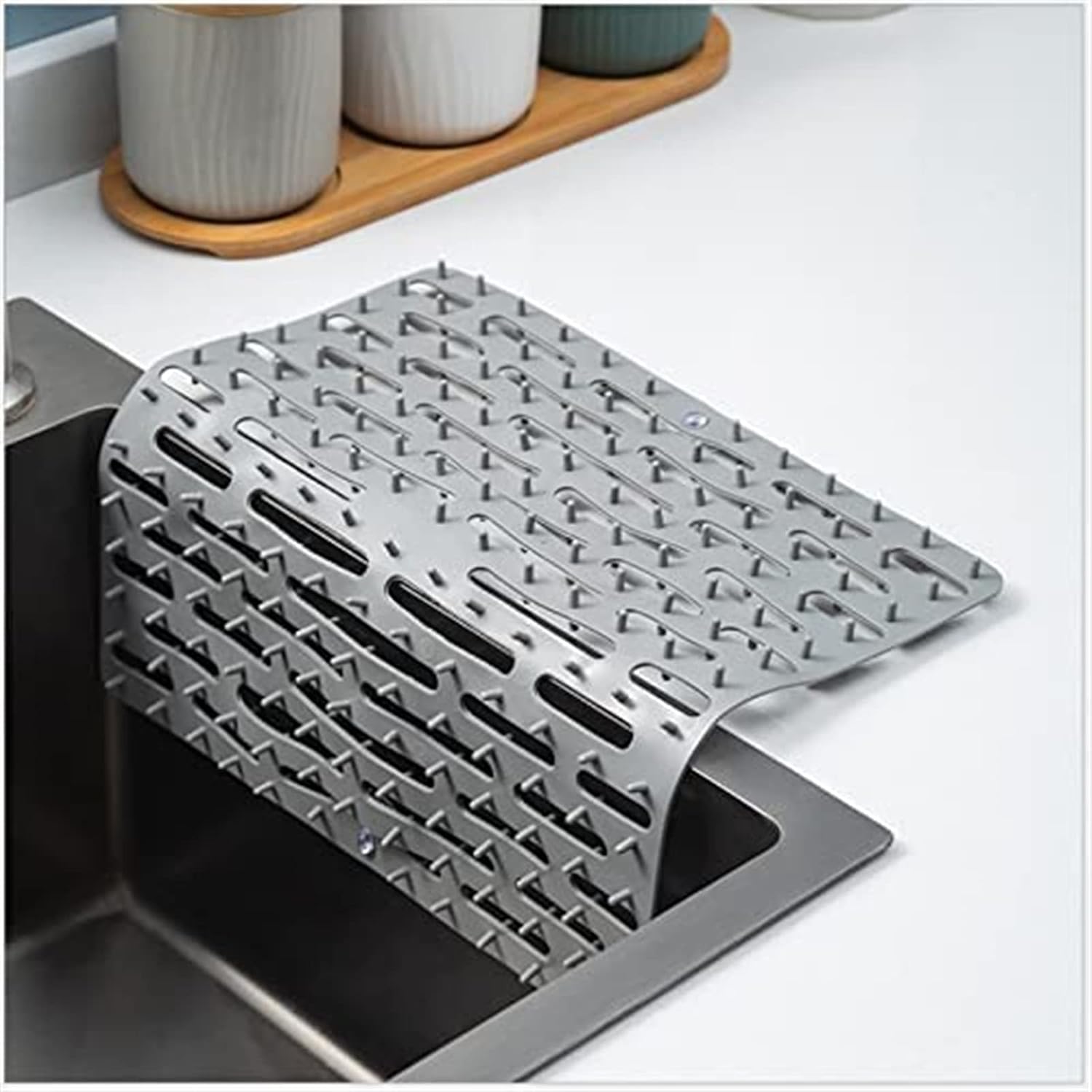 2 Pack Kitchen Sink Drain Silicon Mat Protector Pad Sink Mat with