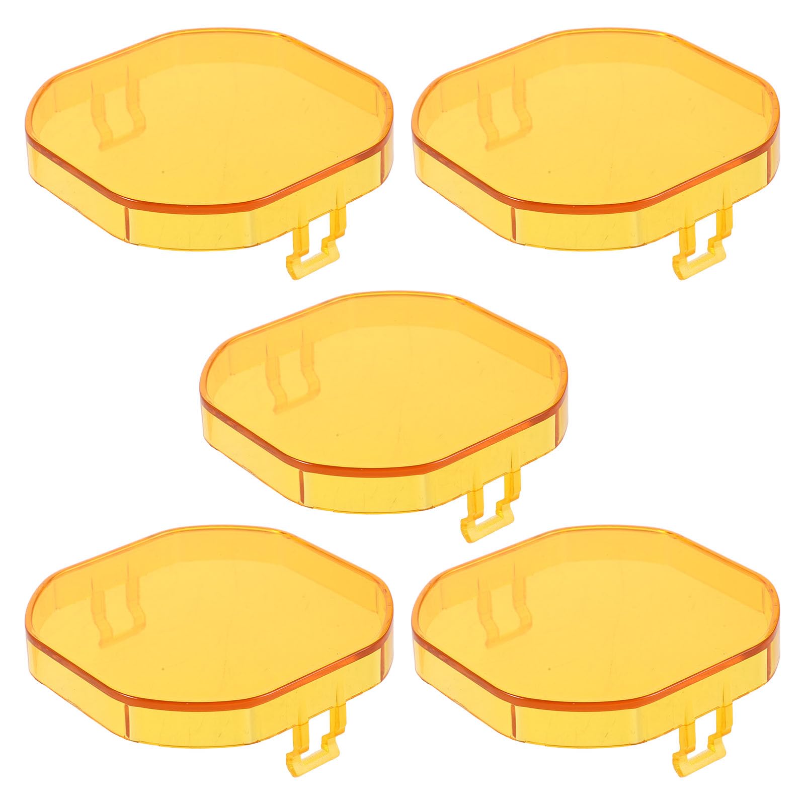 5pcs Yellow Square Cube LED Light Bar Covers 3 Inch Offroad Vehicle Plastic Protective Shield for SUV Fog Lights and Cube Spotlights