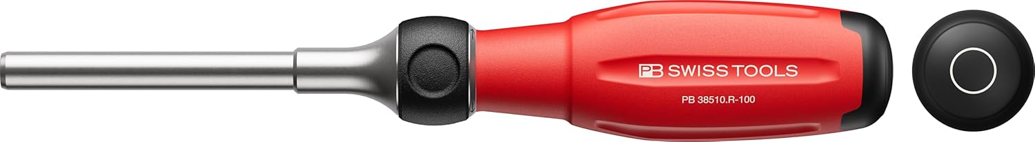 PB Swiss Tools Ratchet Screwdriver Long PB 38510.R-100 | 100% Swiss Made | SwissGrip Evo Screwdriver Bit Holder Magnetic for C6 Bits, Blade Length 100 mm