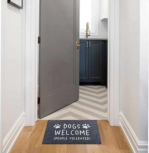 Miniatura 6 de AAZZKANG Tapete de puerta para perros con parte trasera de goma antideslizante, divertido tapete de pata fácil de limpiar para interiores y