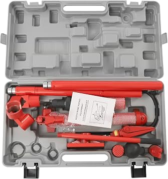 12 Ton Porta Power Kit with Oil Tube Portable Hydraulic Car Jack Ram Auto Body Frame Repair Kit with Storage Case for Car Repair Truck, 22 * 5.5inch