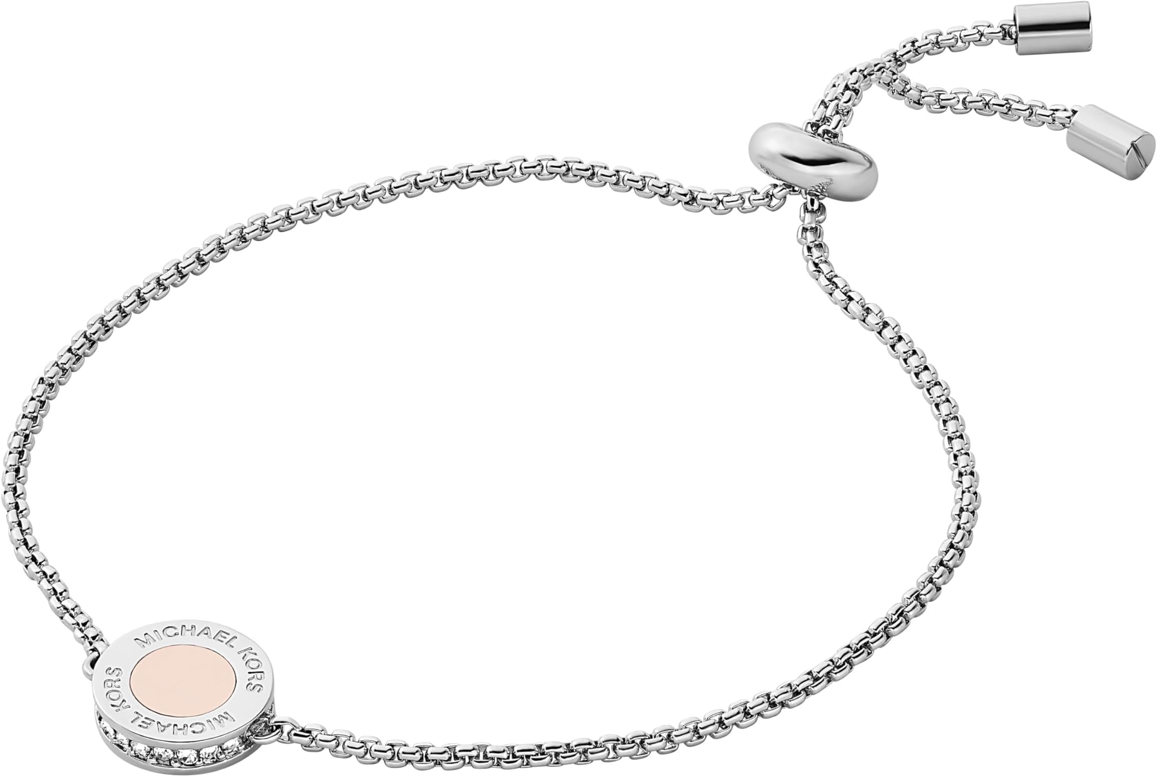 Michael Kors Women's Stainless Steel Silver-Tone Slider Bracelet with Crystal Accents