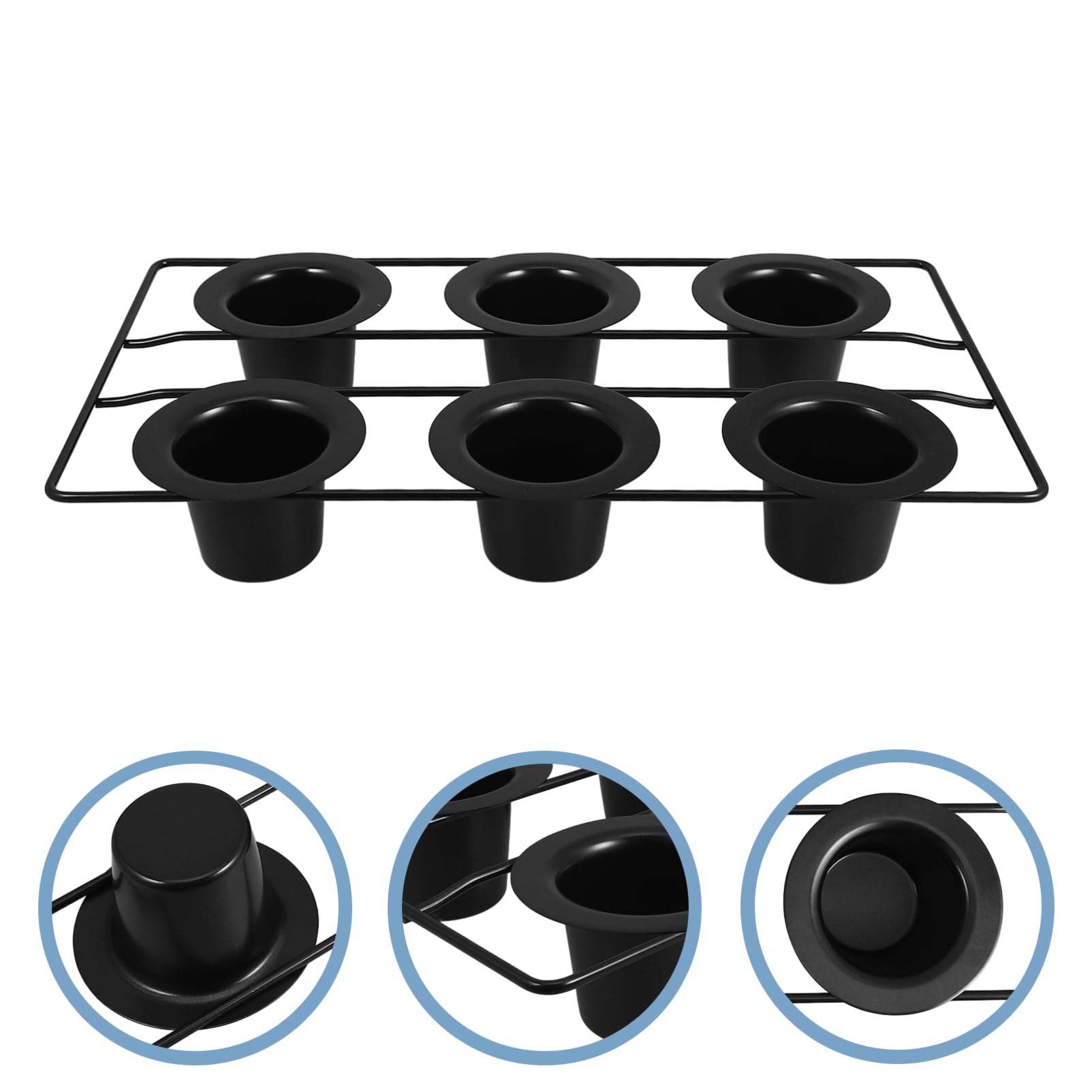 Alipis Schwarze Muffinform aus Kohlenstoffstahl mit 6 Tassen, Antihaft