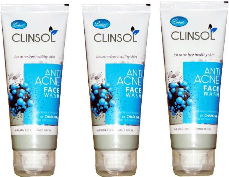 Clinsol Anti-Acne Charcoal Facewash 70g (Pack of 3) | Anti-Pollution & Anti- Acne | Gentle, Effective, and Chemical-Free | For Acne-Prone Skin | Dermatologically Tested