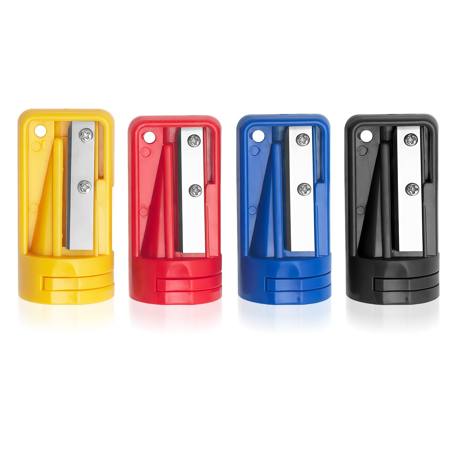 XNFUOE 4pcs Multicolor Carpenter Pencil Sharpener Manual Portable Woodworking Pencil Sharpeners Handheld Pencils Sharpeners Narrow Sharpening Tool for Woodworking Office (4 Color)