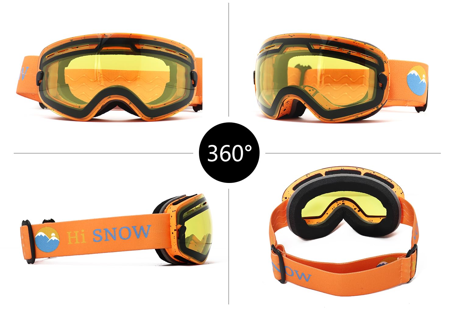 Przeciwmgielne gogle snowboardowe lub narciarskie dla dzieci (5-14 lat), ochrona przed promieniowaniem UV