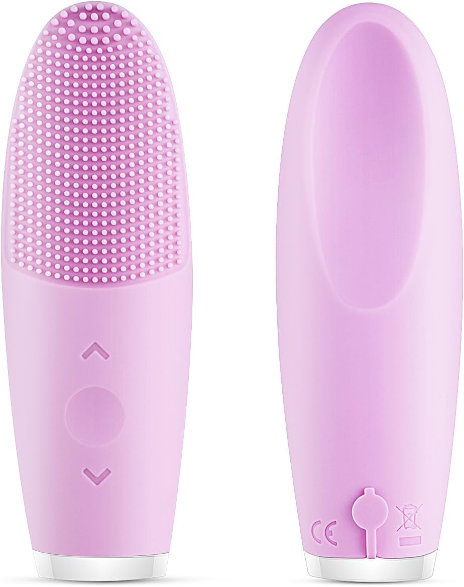 TitanMall Silicone Face Brush with Facial Cleansing, Face Brush Sonic for All Skin Type, Waterproof Face Cleanser with USB Rechargeable (Pink)