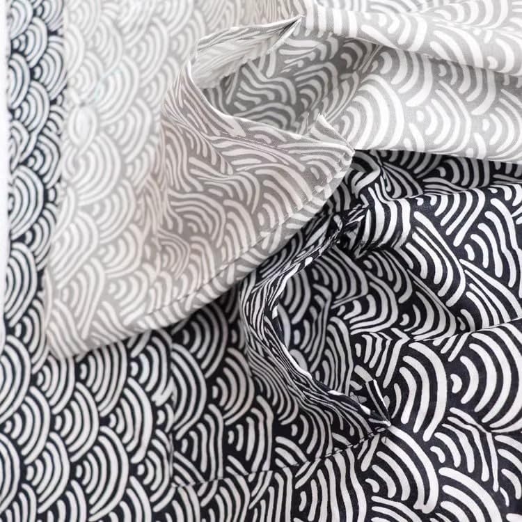 Japanese Kimono Pajamas Shirt and Shorts, Cotton Linen Loungewear Sleepwear Spa Bathrobe for Men and Women, Black White - Image 5