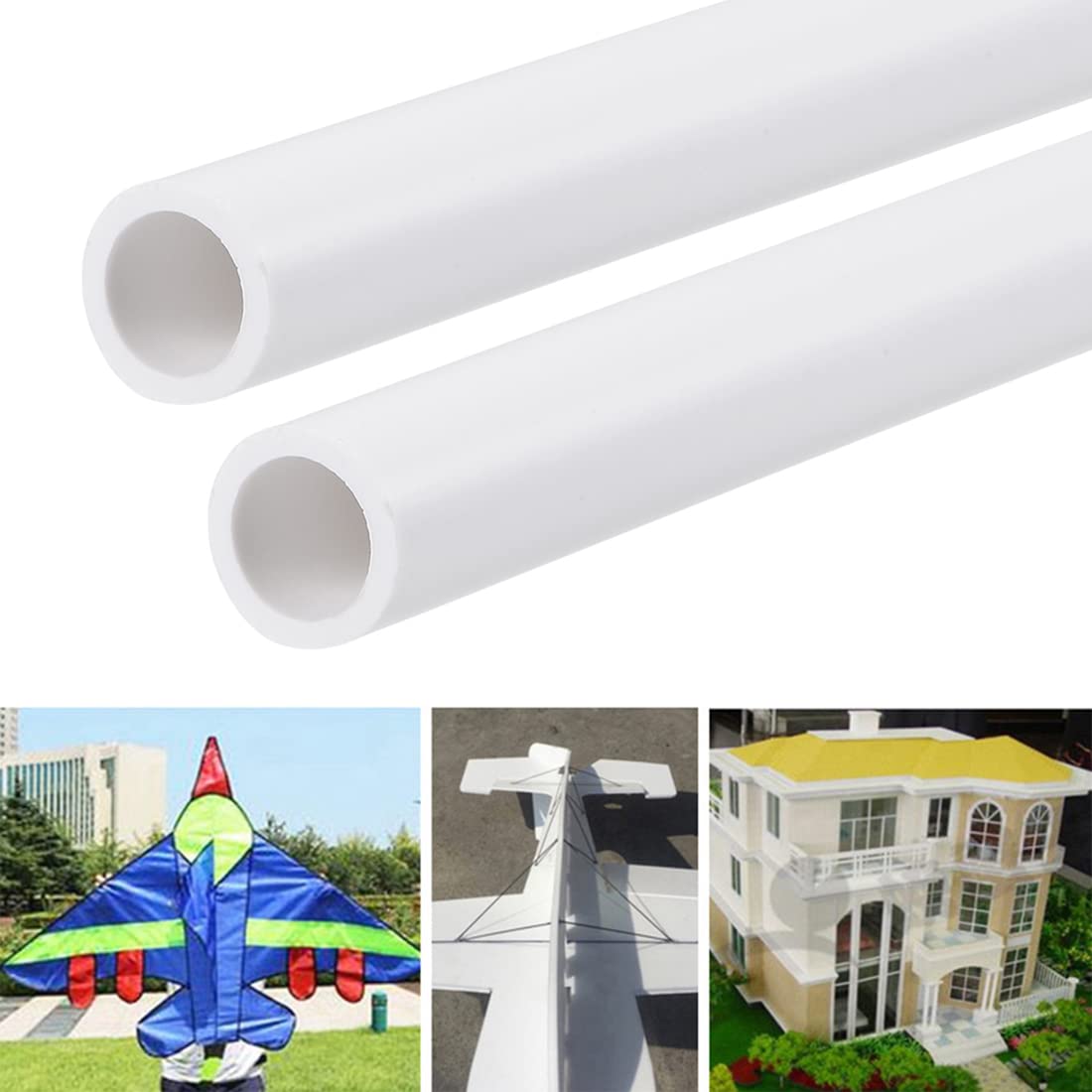 Tubes en fibre de verre blancs for modélisme et support de plantes – 4 pièces, longueur 500 mm, plusieurs diamètres disponibles(16 mmx12 mmx500mm)