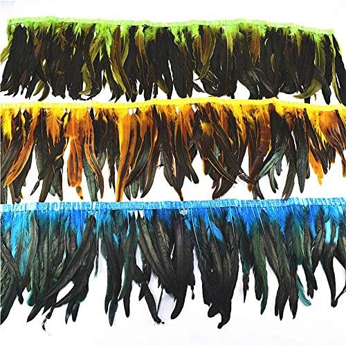 Zamihalaa 1meter/lot Natural Dyeing Pheasant Rooster Tail Feathers Trims 25-30cm DIY Pluma for Crafts Dress Skirt Carnival Costumes Plumes - Lake Blue Feathers