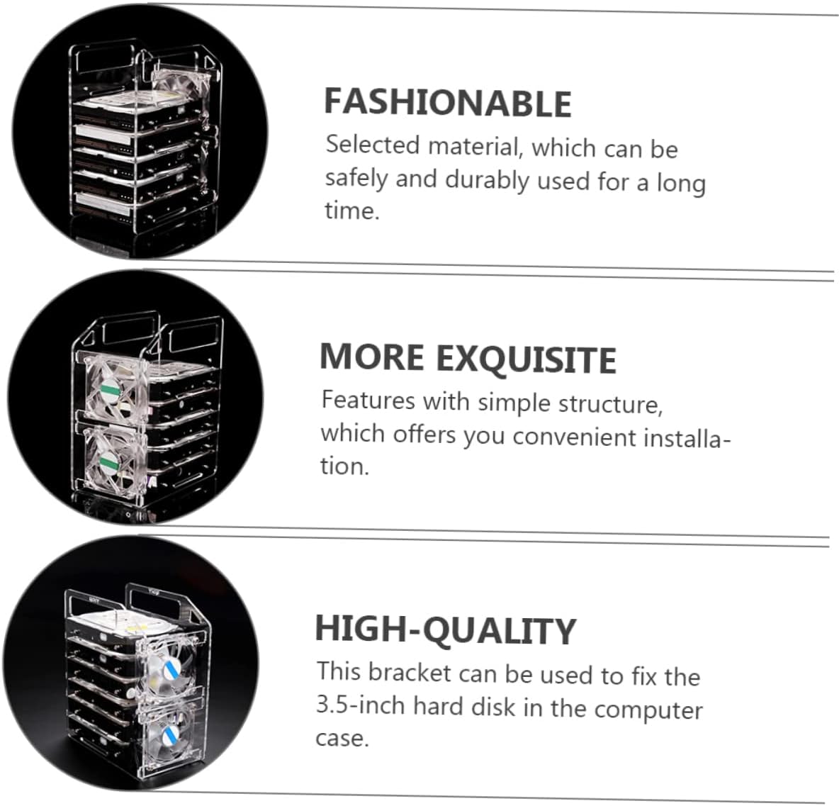 NUOBESTY DIY Transparent Hard Drive Rack with Hollow Out Design for Heat Dissipation Multi Layer Hard Disk Bracket Easy Installation Replacement for Desktop Storage