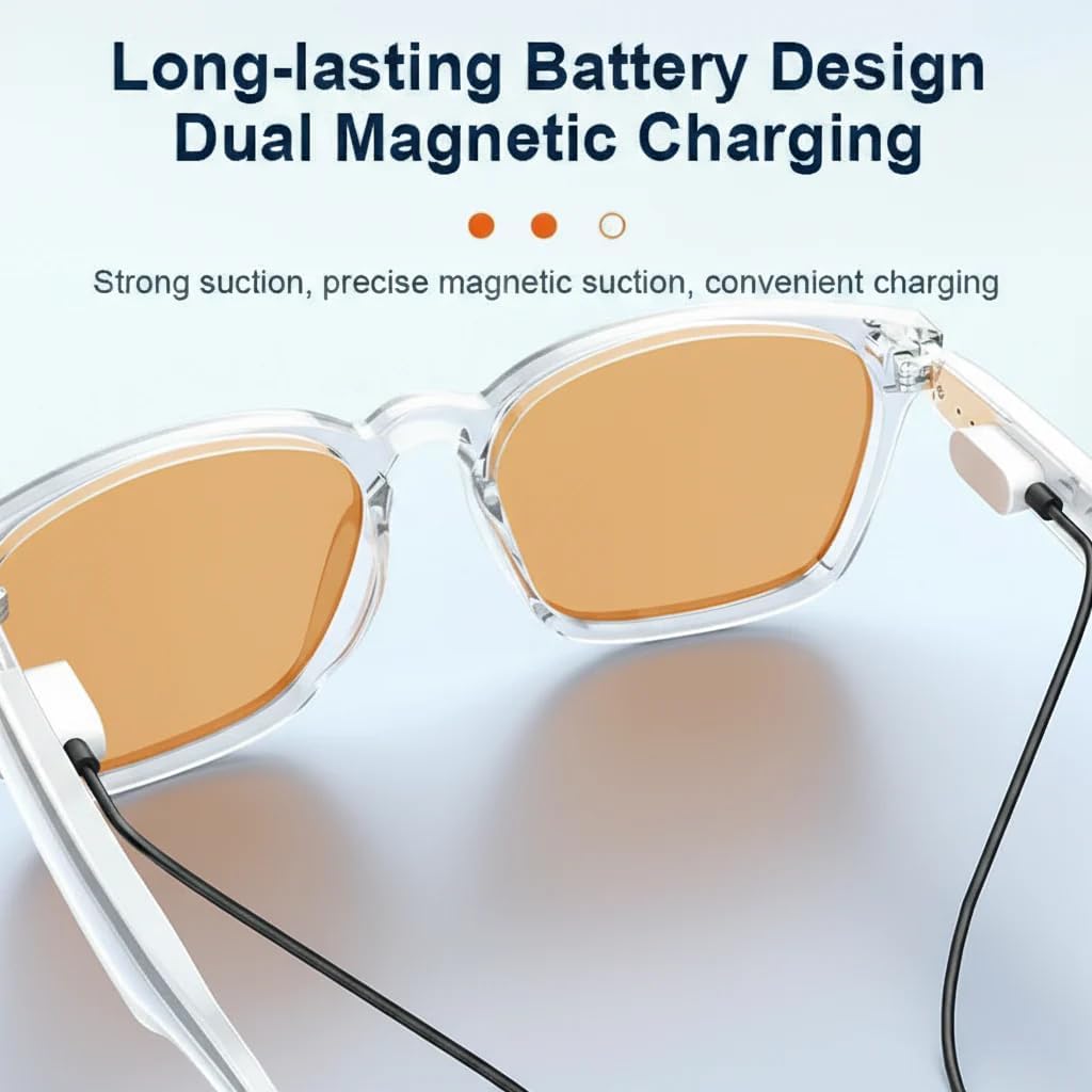 AI Smart Glasses with ChatGPT & DeepSeek - Bluetooth Wireless Stereo for Real-Time Translation, Calls, Music | Hands-Free AI Assistant for Men, Women and Students(Amber)