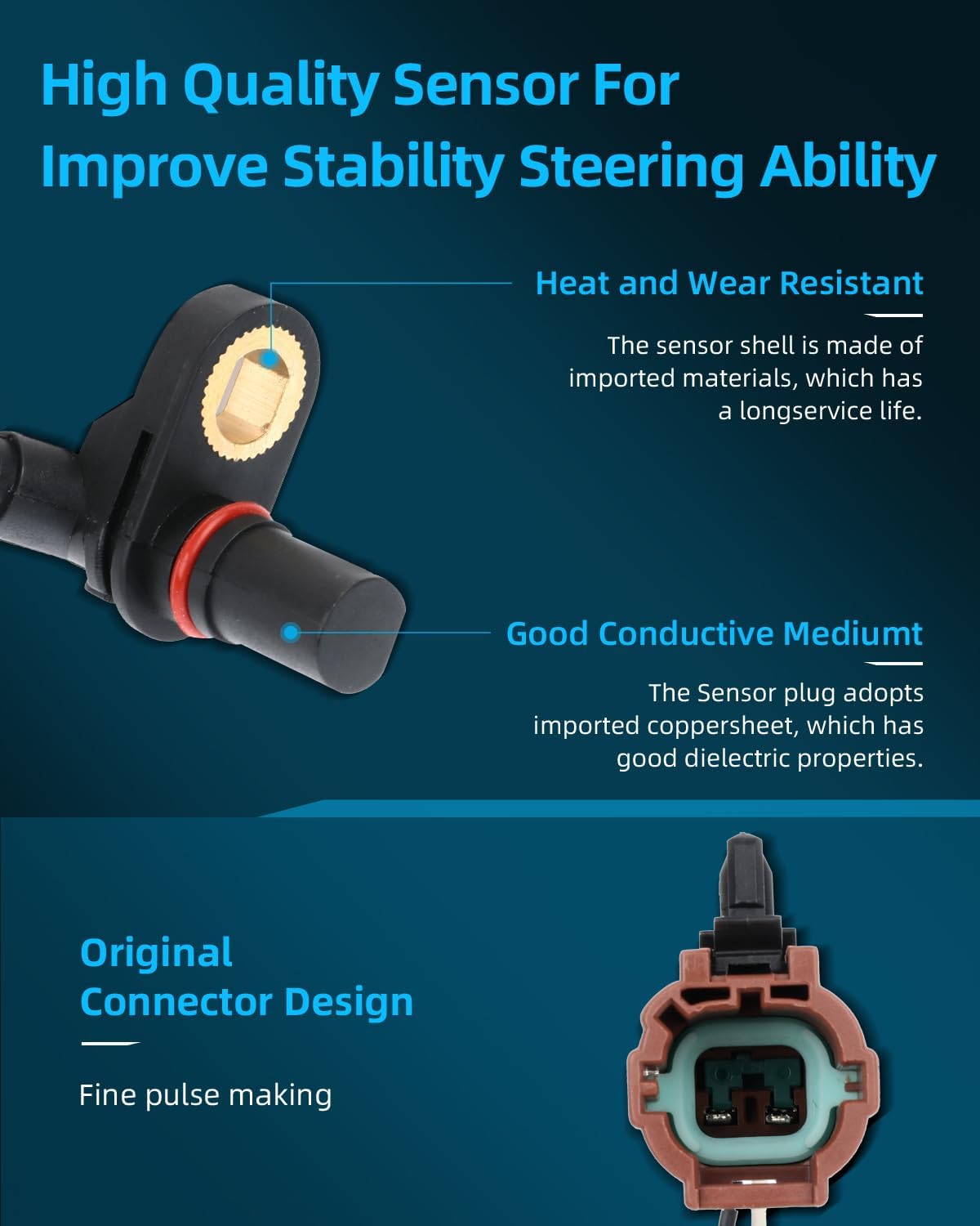 ECCPP Left Right Front Rear ABS Wheel Speed Sensor ABS Sensor fit for 2004-2007 for Infiniti QX56 2005-2007 for Nissan Armada 2004 for Nissan Pathfinder Armada Set of 4