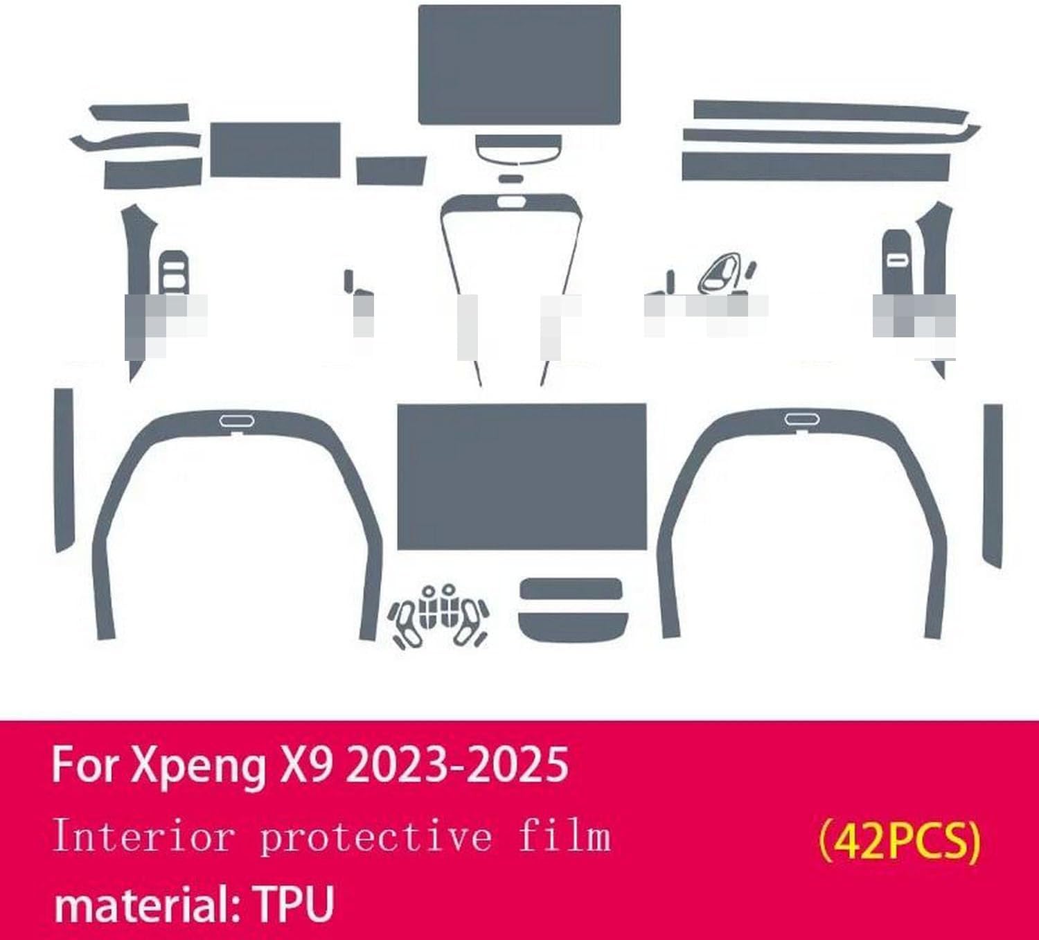Car Center Console Screen Protective Film Anti-Scratch Repair Clear TPU Sticker Accessories，for XPENG X9 2023-2025