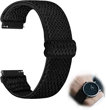 22mm Quick Release Watch Strap Stretchy Nylon Band Elastic Replacement Watch Strap Adjustable Wristband Comfortable Durable for Smart Watches Blackwatch