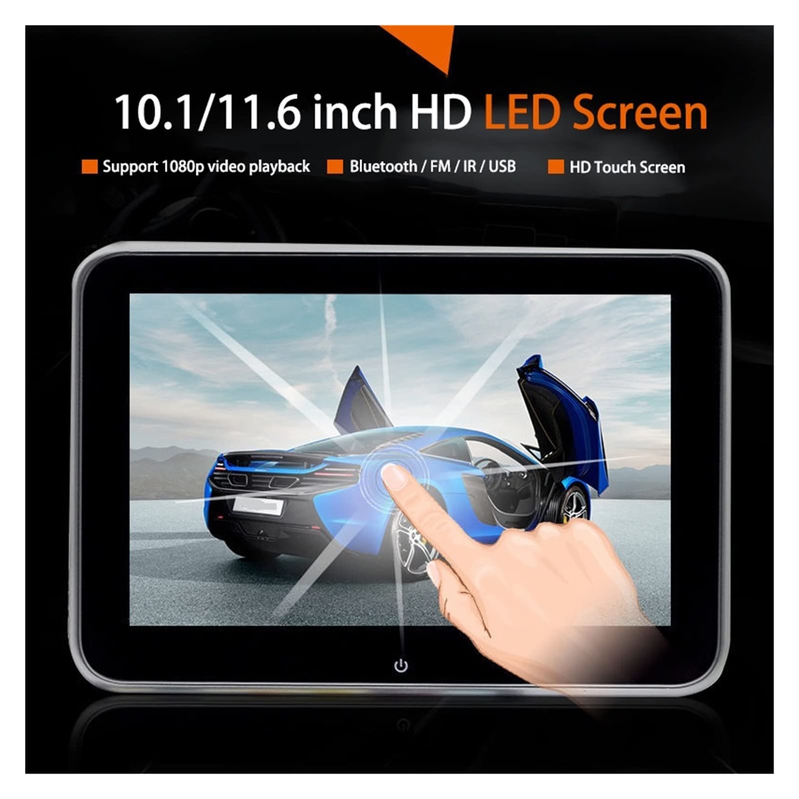 Appui-tête Voiture Moniteur écran Tactile 1080P HD MP5 Automotivo siège arrière Affichage lecteurs vidéo FM IR USB TF Link(1PCS 11.6 inch MP5)