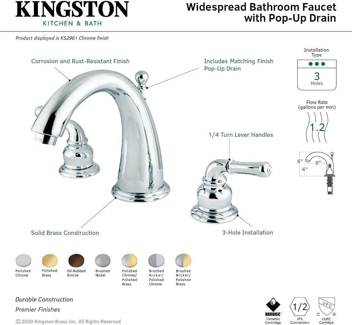 🛒 Crаzу Dеаlѕ Kingston Brass KS2968 Naples Widespread Bathroom Faucet, 8-Inch Adjustable Center, Brushed Nickel