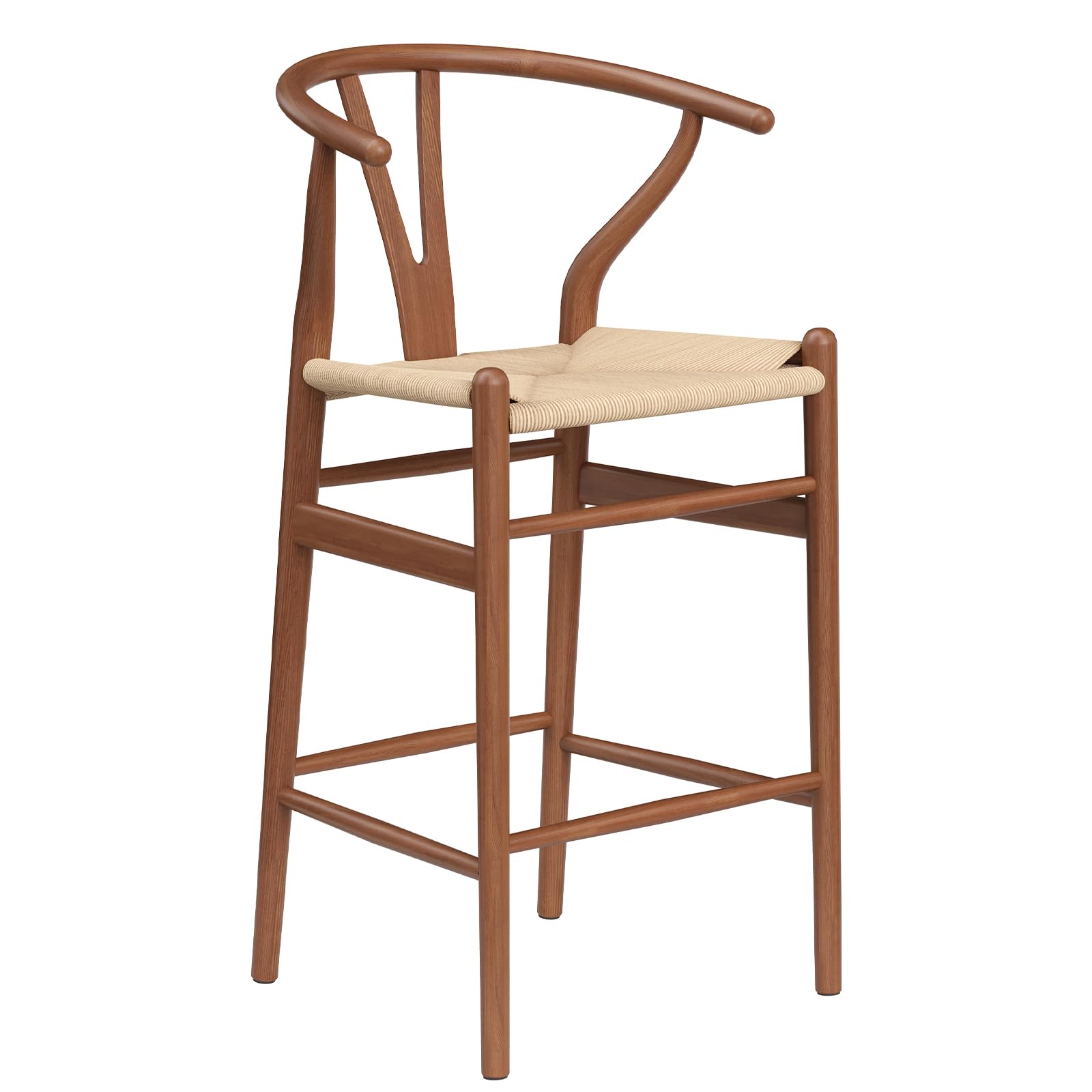 Farini Sgabello da bar completamente assemblato,Sgabello da bar altezza contatore tessuto per isola cucina,Noce