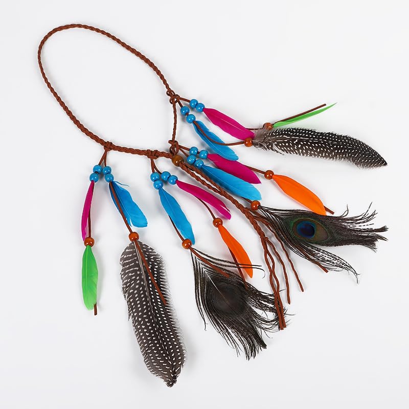 Amoar Feder-Stirnband – Indianer-Look Hippie Kopfschmuck Für Festival, Karneval Und Boho-Outfit