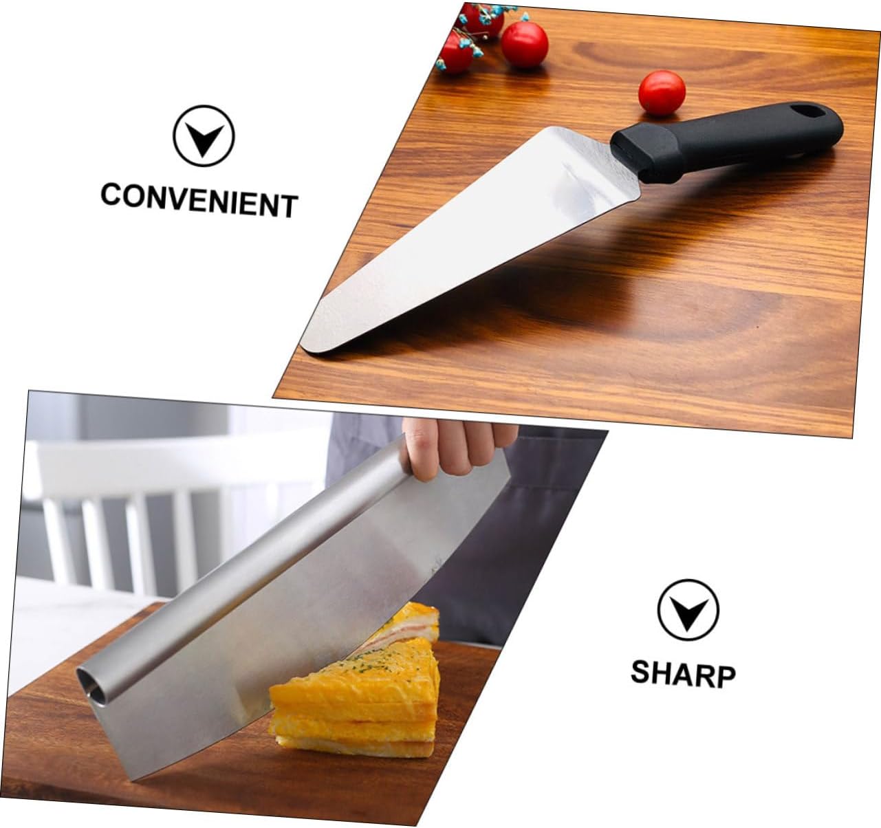 1 Set Stainless Steel Pizza Cutter Peel Ergonomic Non Slip Cover Lightweight Design for Easy Storage for Family Gatherings and Parties