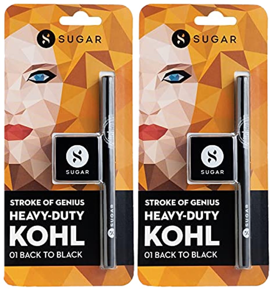 SUGAR Cosmetics - Matte Stroke Of Genius - Heavy-Duty Kohl - 01 Back To Black (Black) - Waterproof Kohl Pencil, Lasts Up To 8 Hours (Pack Of 2)