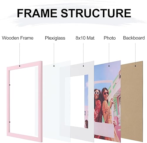 Miniatura 2 de Vittanly Portarretratos de madera de 11 x 14 pulgadas, con plexiglás inastillable, para exhibir fotos de 8 x 10 pulgadas con paspartú o de 11 x 14