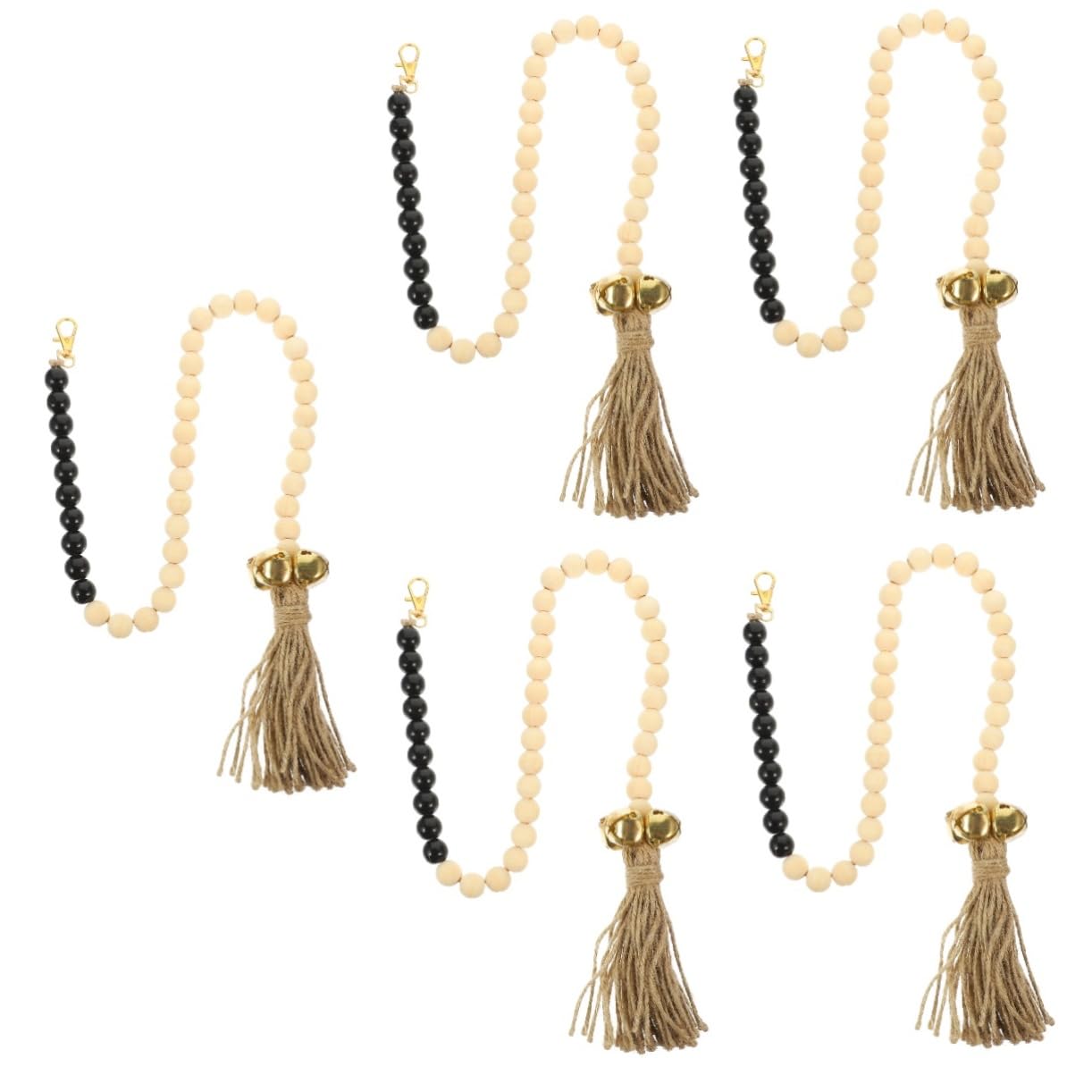 FRCOLOR 5 Piezas Cadena De Adiestramiento De Perros Baño para Perros Campanas para Que Los Perros Suenen para Salir Cuerda De Campana De Perro Cascabel con Cuentas De Perro De Madera Talón