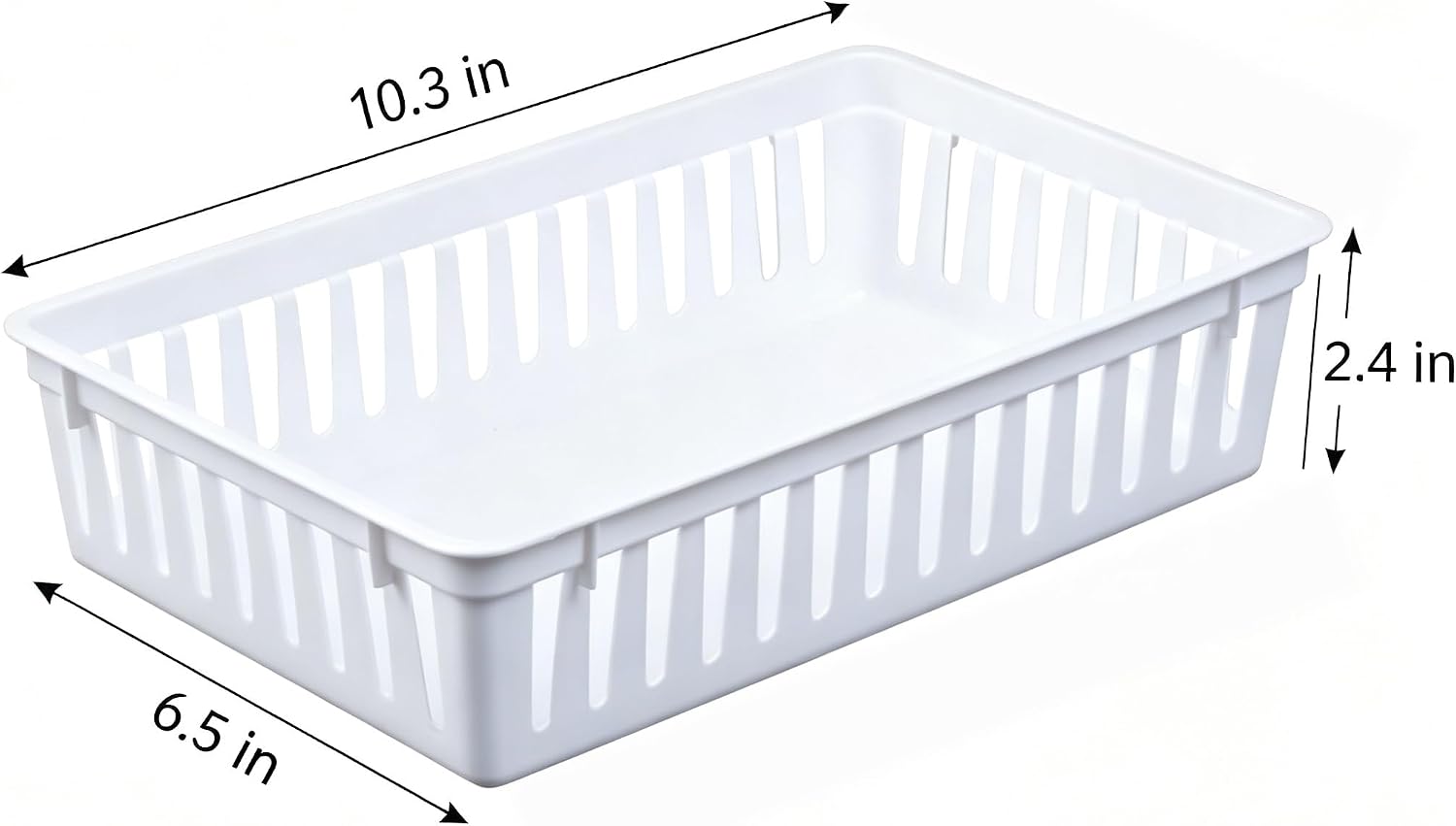 Mini White Plastic Drawer Organizer Basket, Kitchen Bathroom Storage Bin