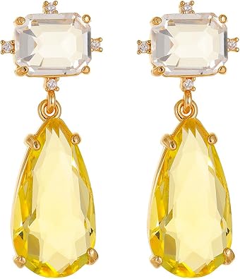 Crystal Earrings CXUEMH Teardrop Earrings for Women Blue and Green Dangle Earrings Elegant Earrings for Prom Emerald Green Earrings Formal Jewelry Crystal Drop Earrings