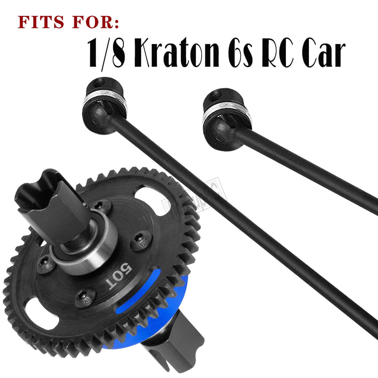 hopsupRC RC Center Drive Shaft CVD & Metal Spur Gear Differential Gears Upgrades Part for 1/8 Kraton 6s,Steel #45 Center Driveshaft Axles & 50T Diff Gear Slipper,Navy Blue