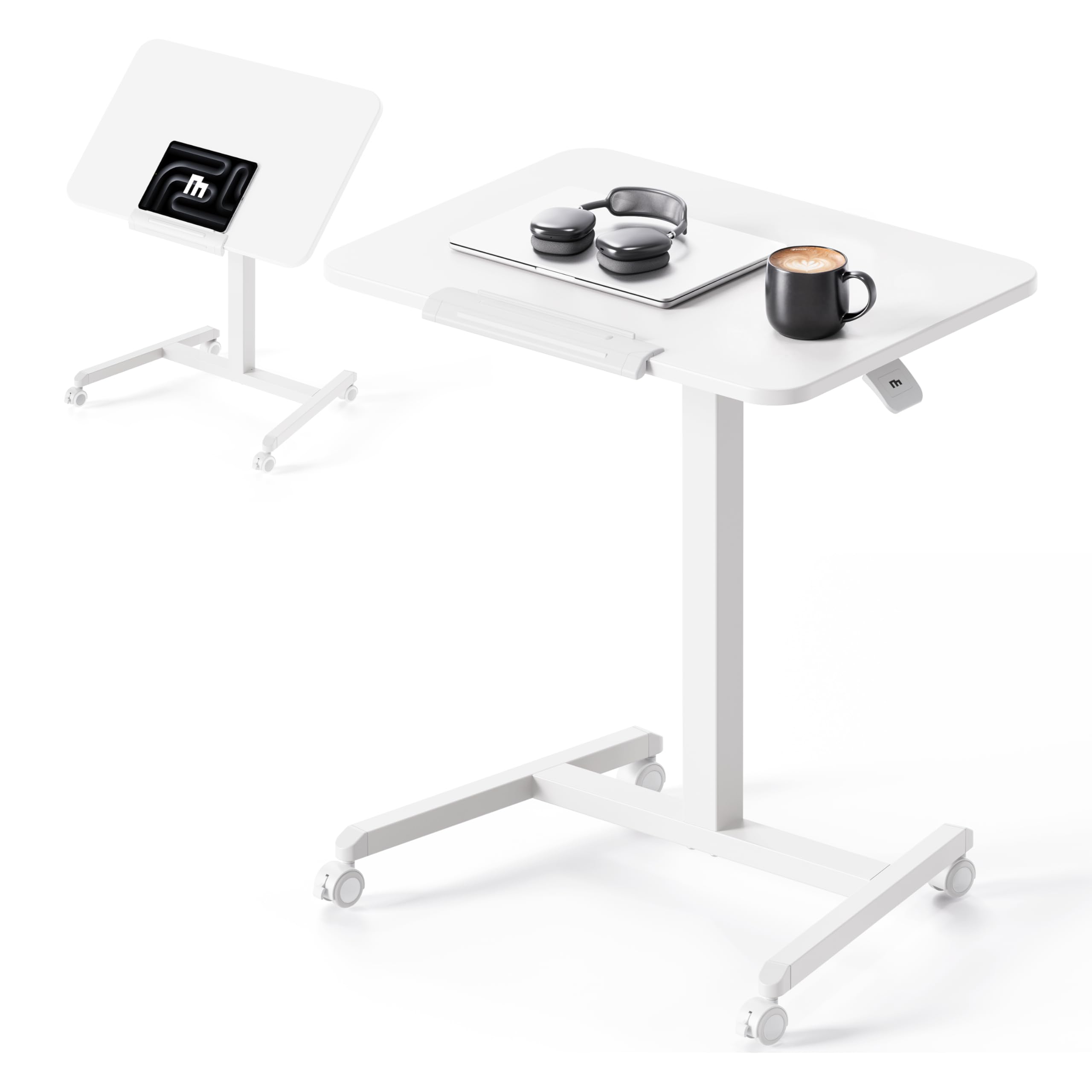 MAIDeSITe Fit Pro Over Bed Table with Wheels, Height Adjustable Desk 76–110 cm, Mobile Laptop Table with 0-90° Foldable Top, Side Table for Sofa Bed, Small Office Desk for Home Office
