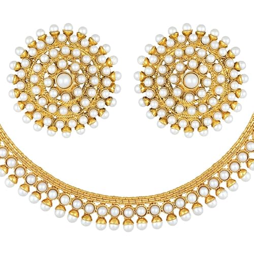 Aheli Bollywood Fashion Faux Stone Wedding Necklace Big Earrings Indian Fashion Jewelry Set For Women (Pink) #TOP4