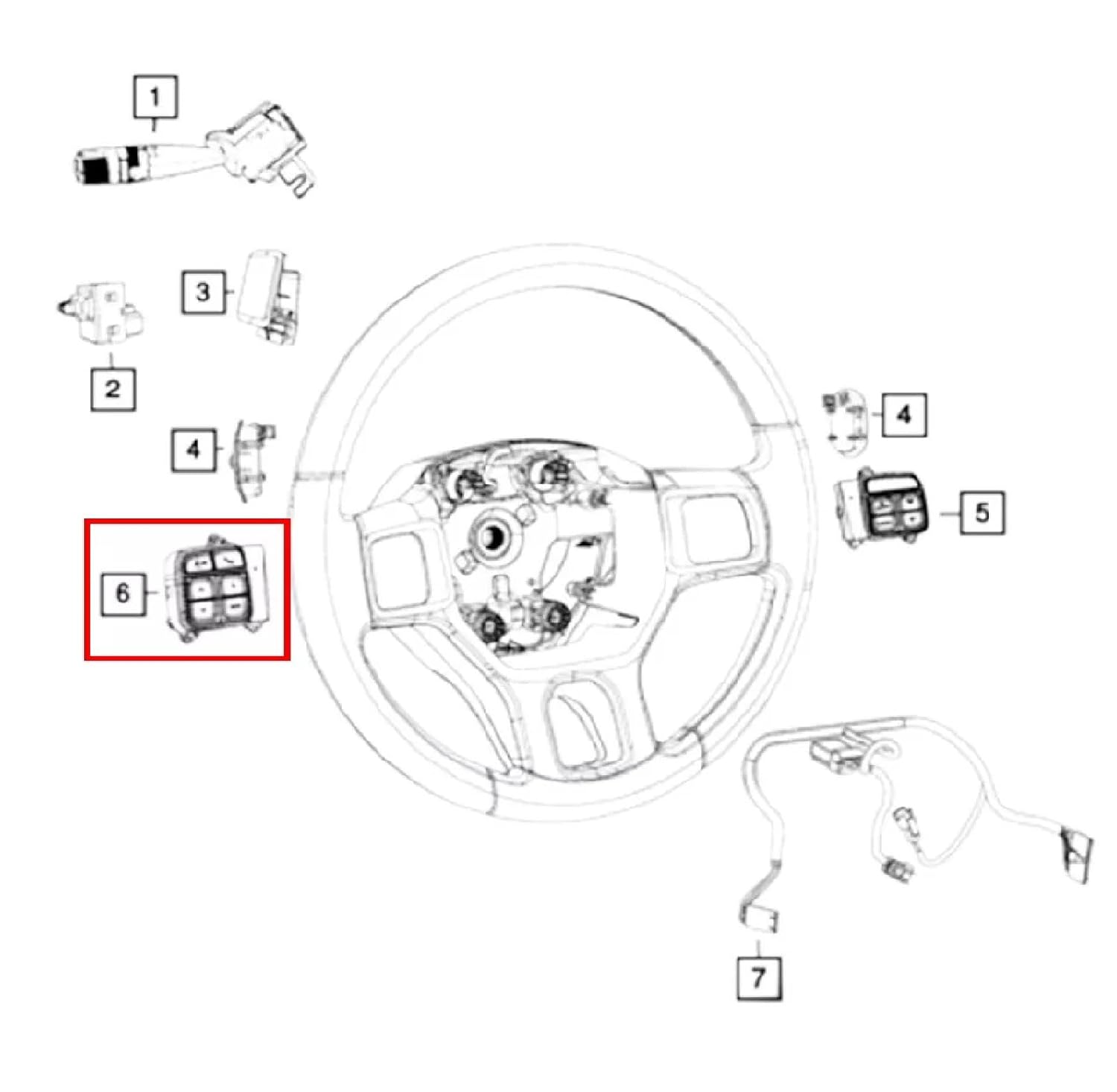 Steering Wheel Left VR Sync Switch Button for RAM 2013-2019 1500 2500 3500 4500