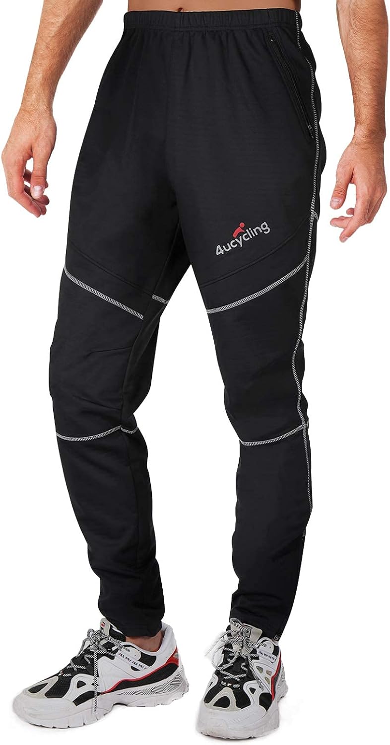4ucycling Men's Mountain Bike Pants, Thermal Fleece Winter Cycling Windproof Running Pants for Cold Weather Riding Hiking - Image 2