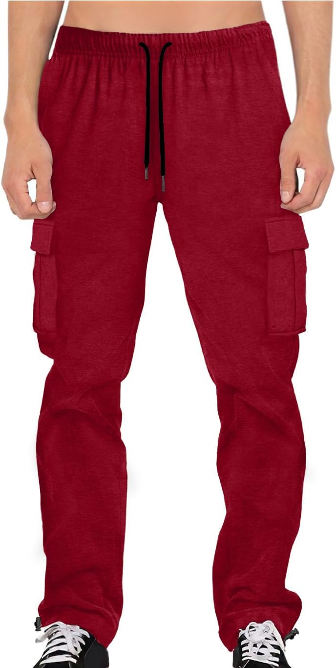 Halfword Mens Fleece Trousers Joggers Cargo Sweatpants Casual Gym Loose Jogging Bottoms