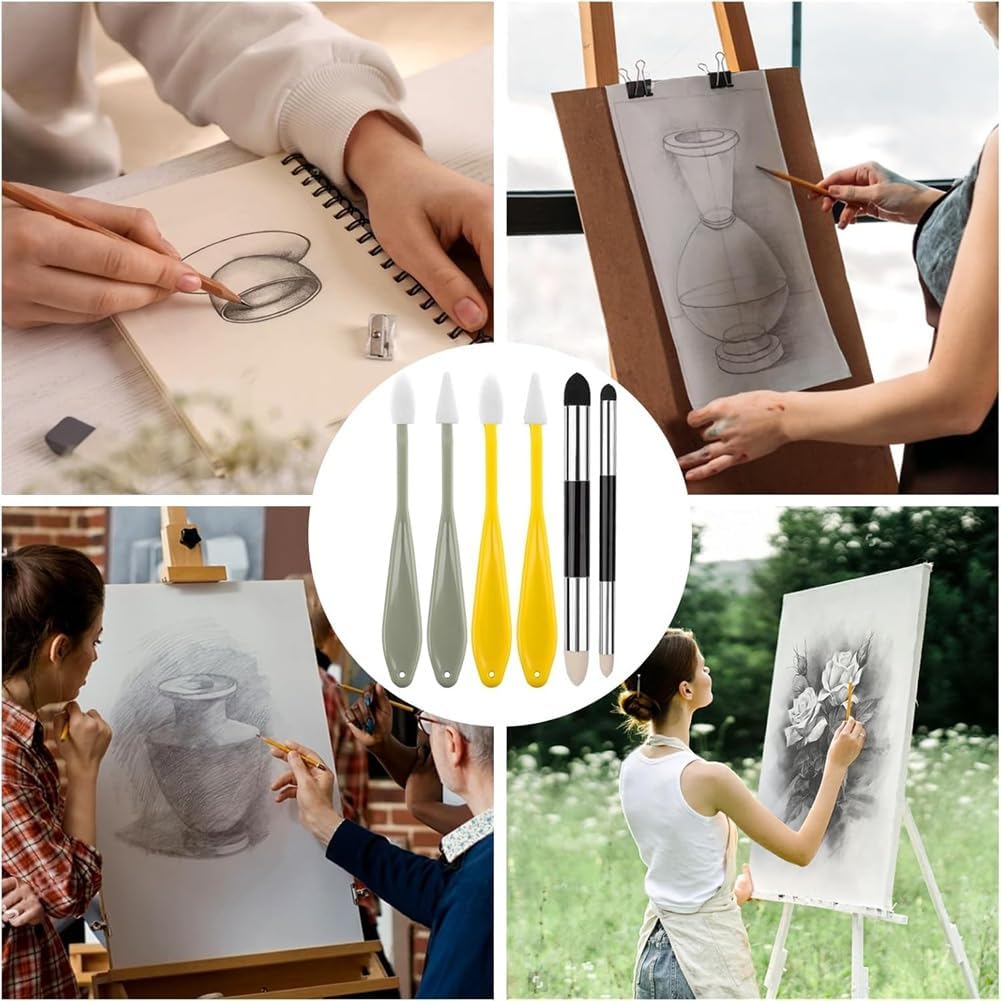 46pc Art Blending Stump Sketch Drawing Tools, Double Headed Drawing Art Blender Pencil Sketch Scraper Tools for Blending