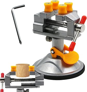 Drill Press Vise - Mini Bench Vice, Table Clamp | Swivel Base Mount Holder for Woodworking Cutting Grinding Polishing Carving Repair Tool Fixture Suction Cup Stand Garage Shop Desktop Gripper