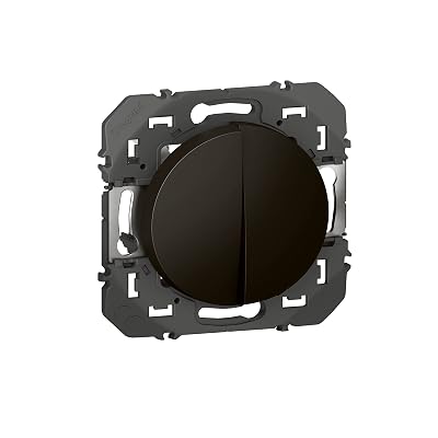 Legrand Bouton poussoir double 6A, Dooxie, noir, encastré, IP20, 250V